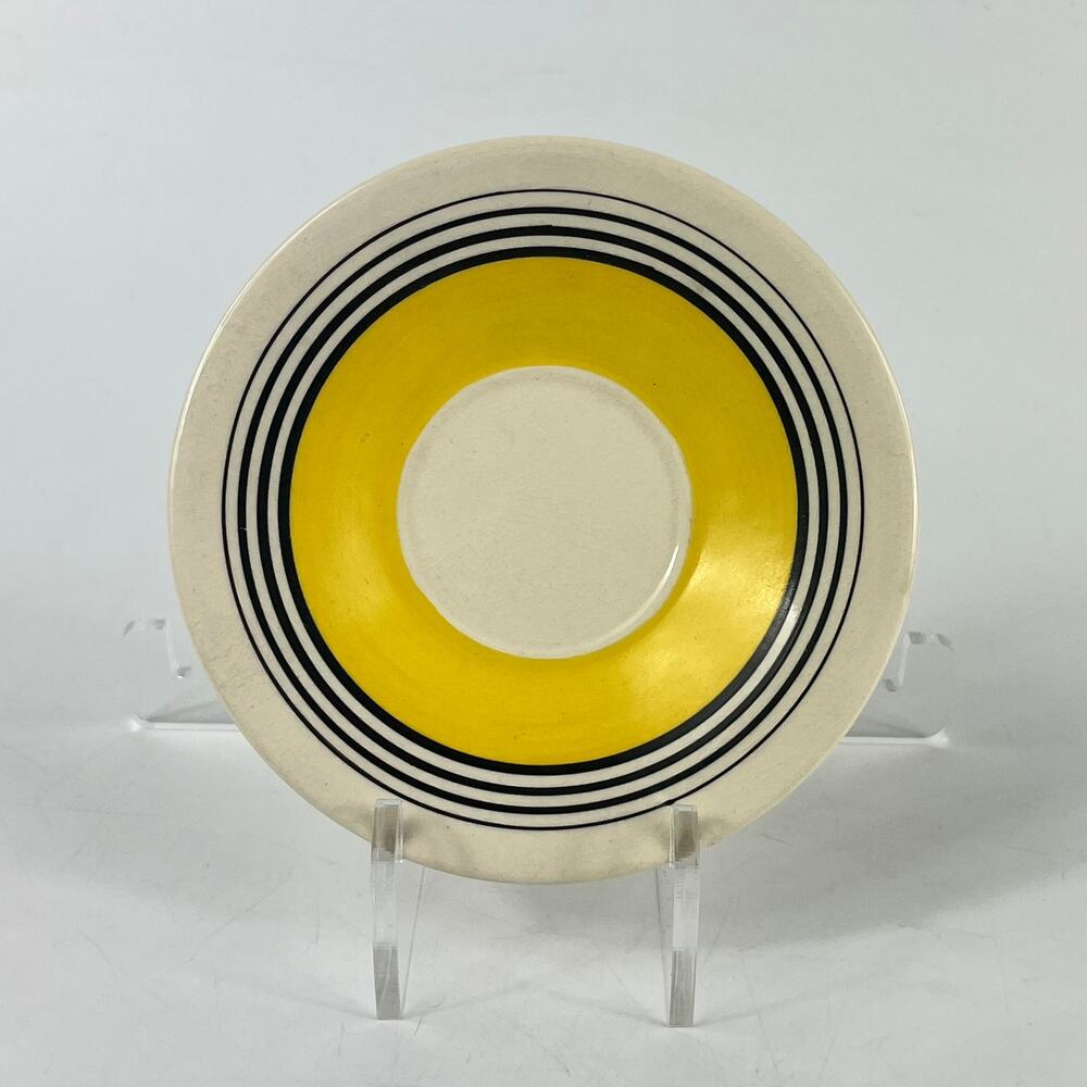 Vintage Gilman & Cia Sacavém Art Deco Saucer Yellow Black Rings Portugal